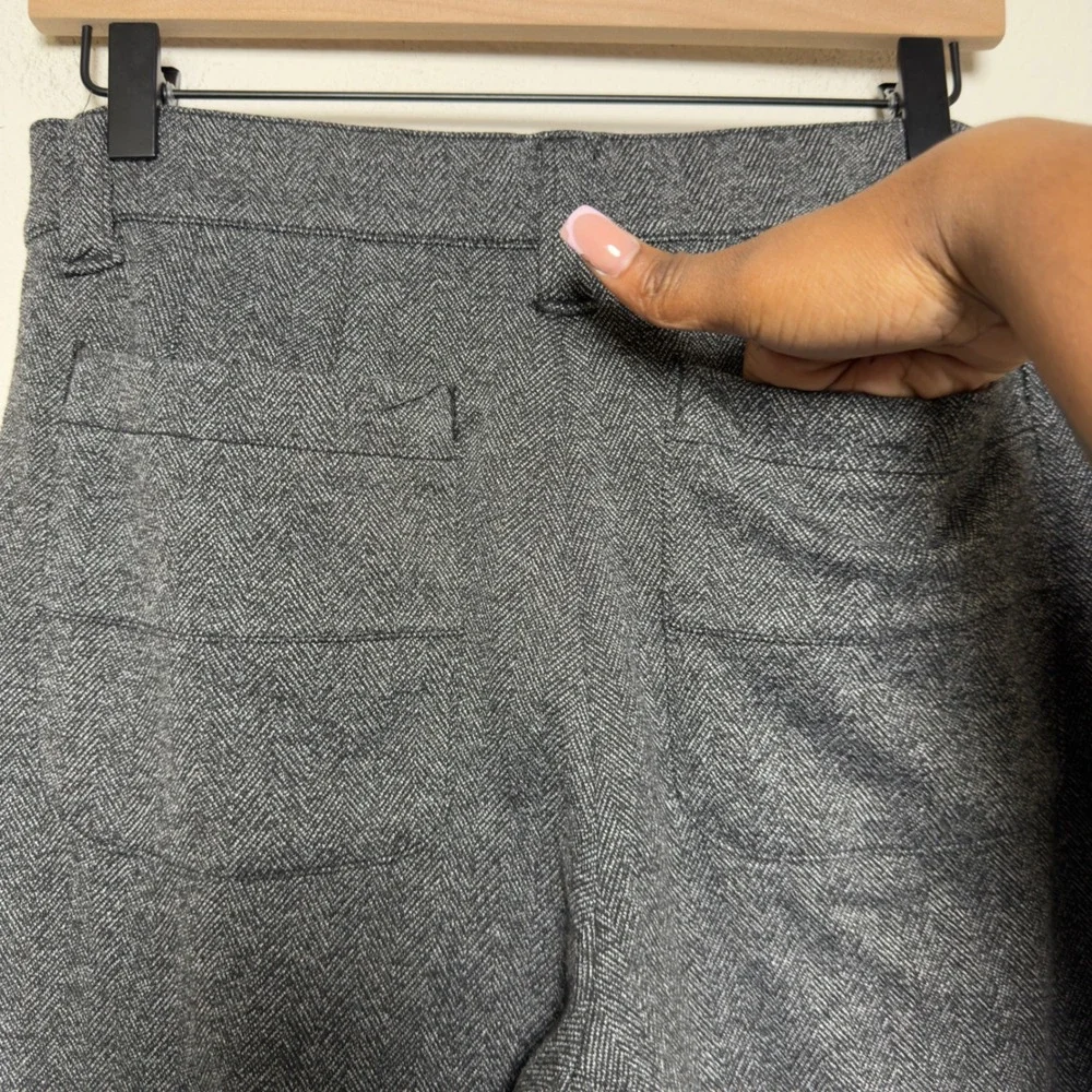 Wit & Wisdom Women Whitney Skyrise Knit Pants 8 Gray Herringbone Wide Leg